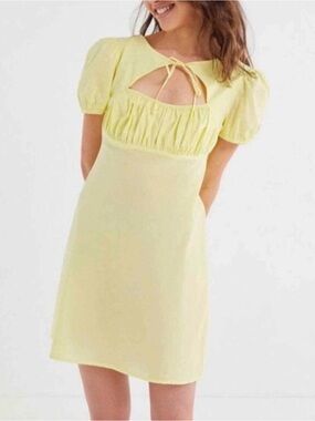 NWOT Urban Outfitters Winnie Yellow Cut-Out Mini Dress XL
